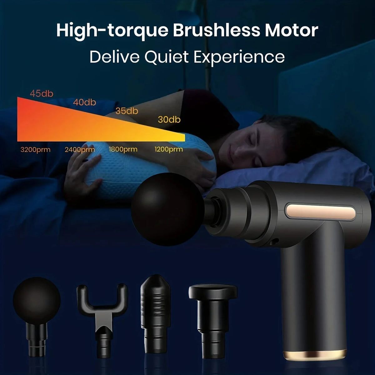 Mini Massage Gun with 6 Heads and 4 Speeds, USB Rechargeable