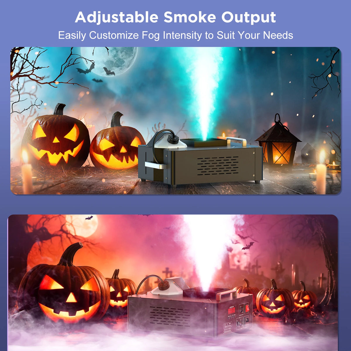 2000W Fog Machine, 3-in-1 RGB 24 LED, DMX512 Remote