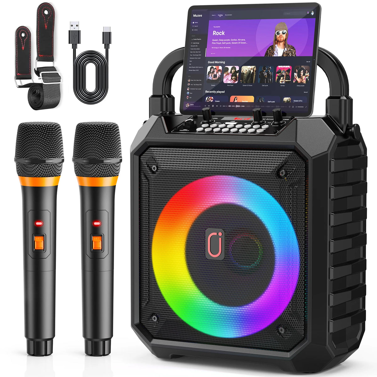 Karaoke machine with LED lights