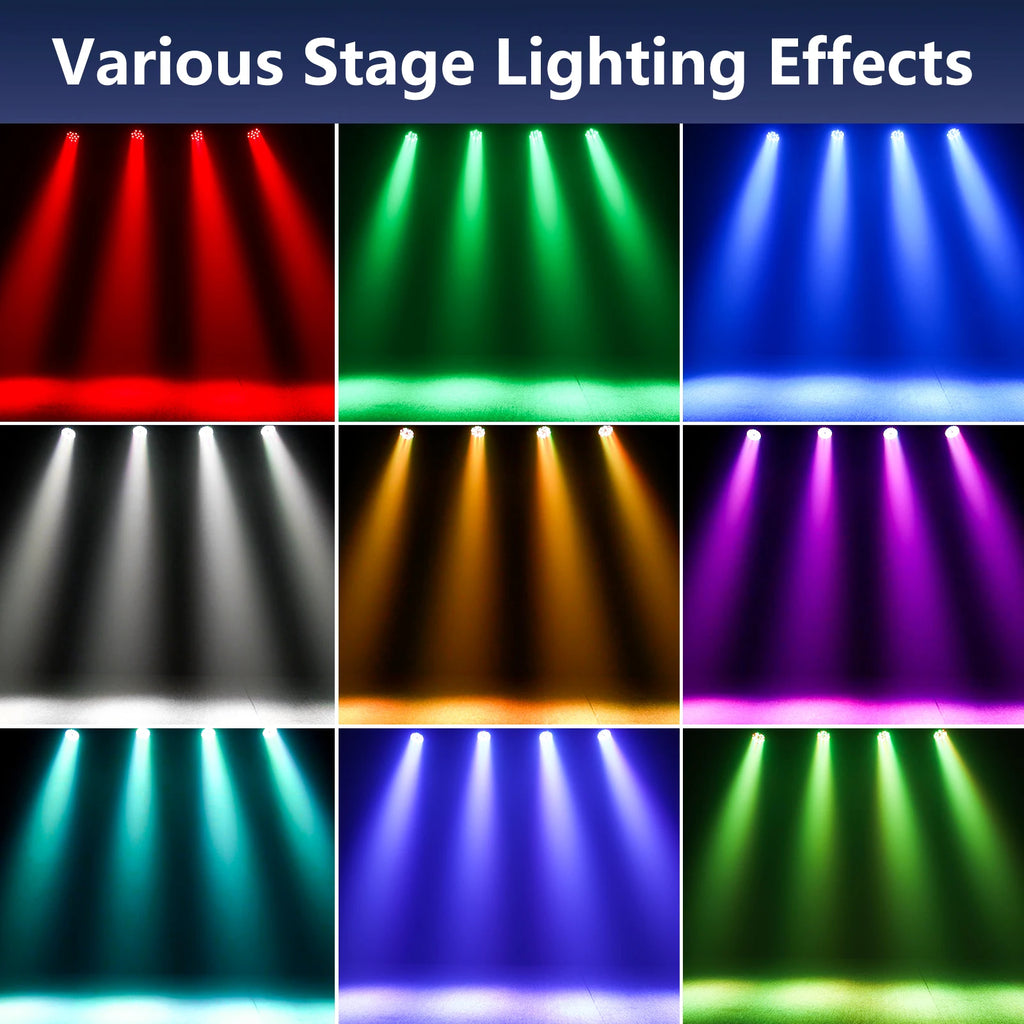 4 Pack 36 LED Par Stage Lights with Remote, 4 Control Modes