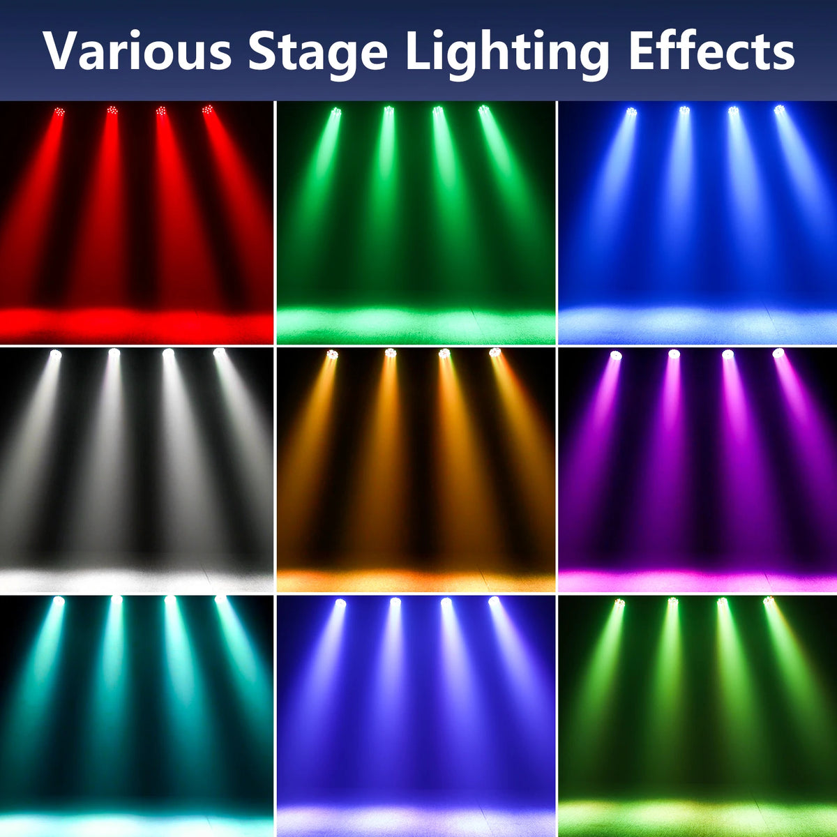 4 Pack 36 LED Par Stage Lights with Remote, 4 Control Modes