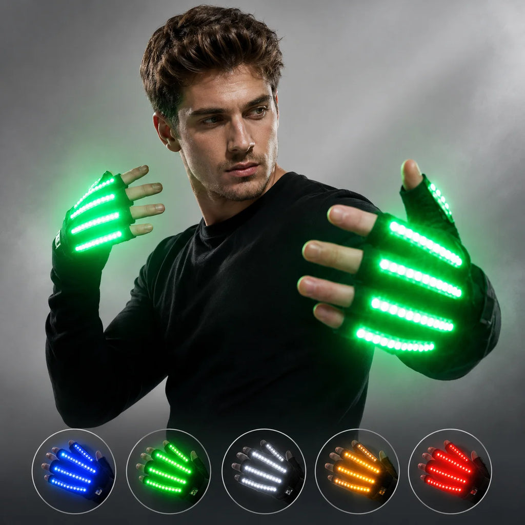 LED Light Gloves for Parties, 30-Minute Glow, Multiple Colours