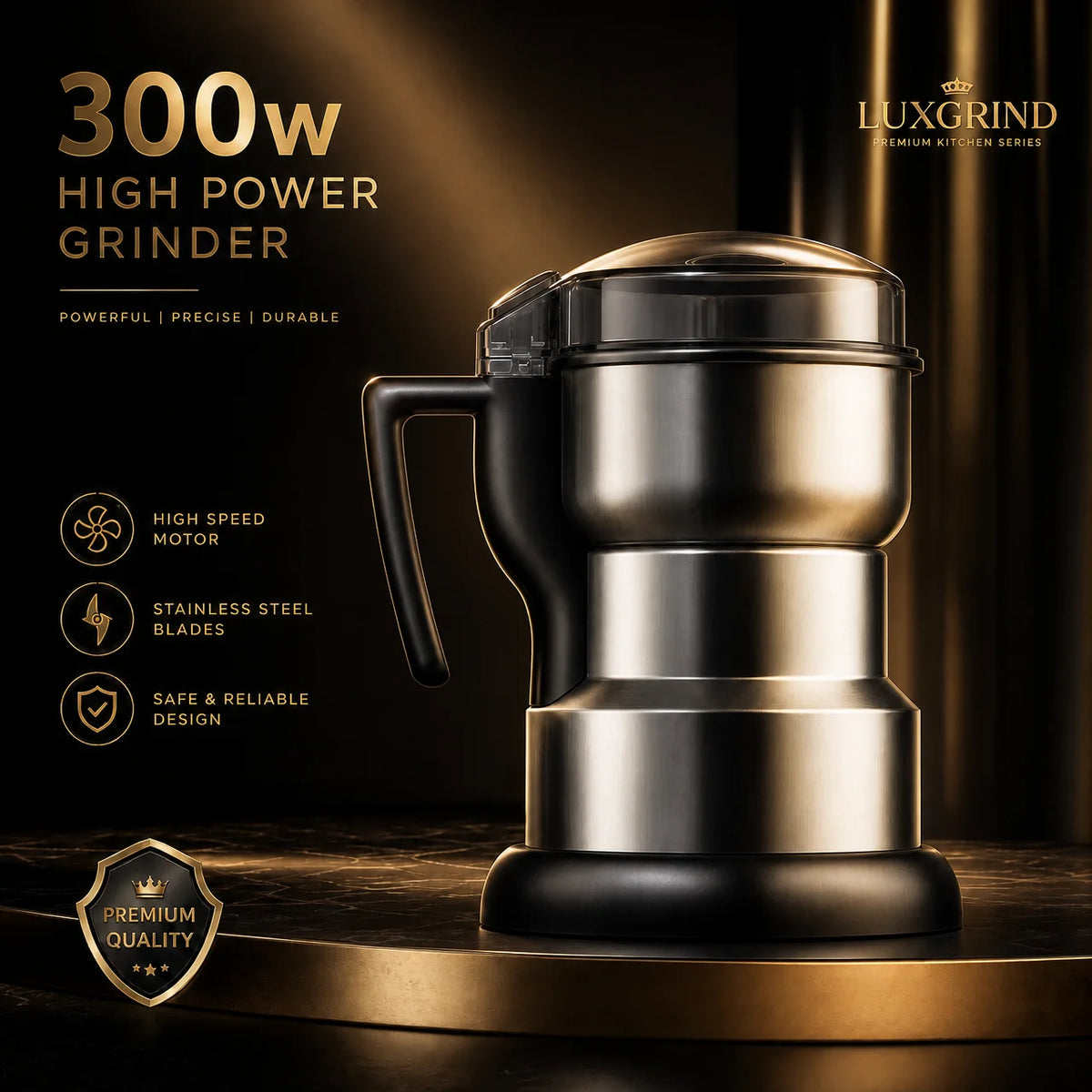 300W Electric Coffee Grinder, Multipurpose Blade Mill for Beans, Nuts and Spices
