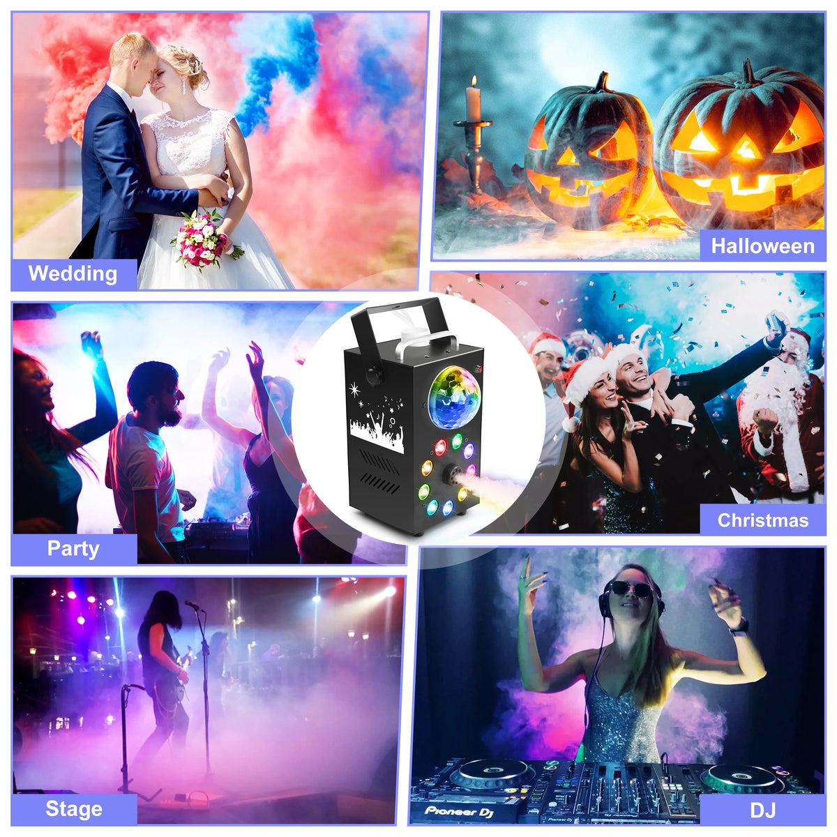 700W Colourful Smoke Machine, 9 LED RGB Magic Ball, Remote