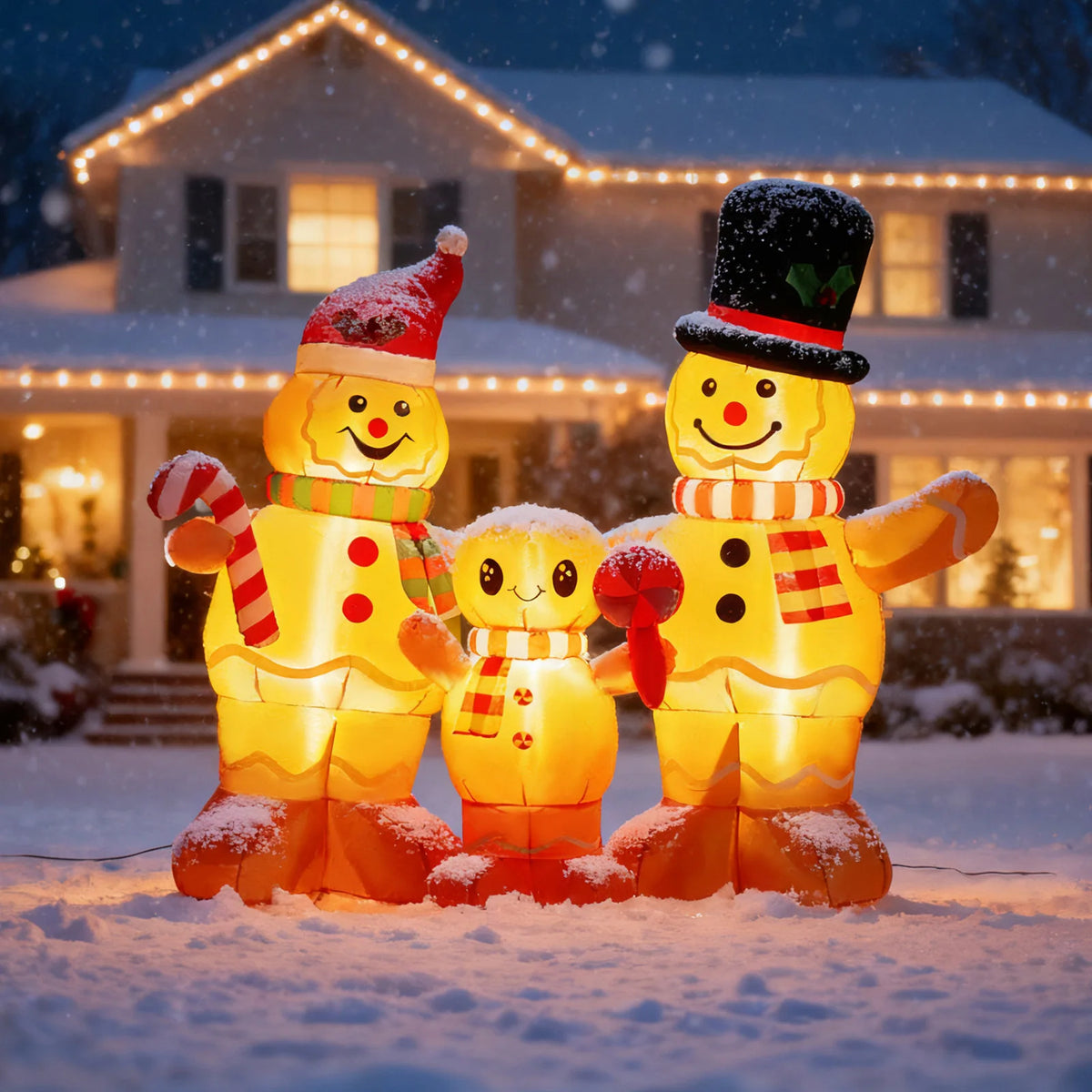 Inflatable gingerbread man family
