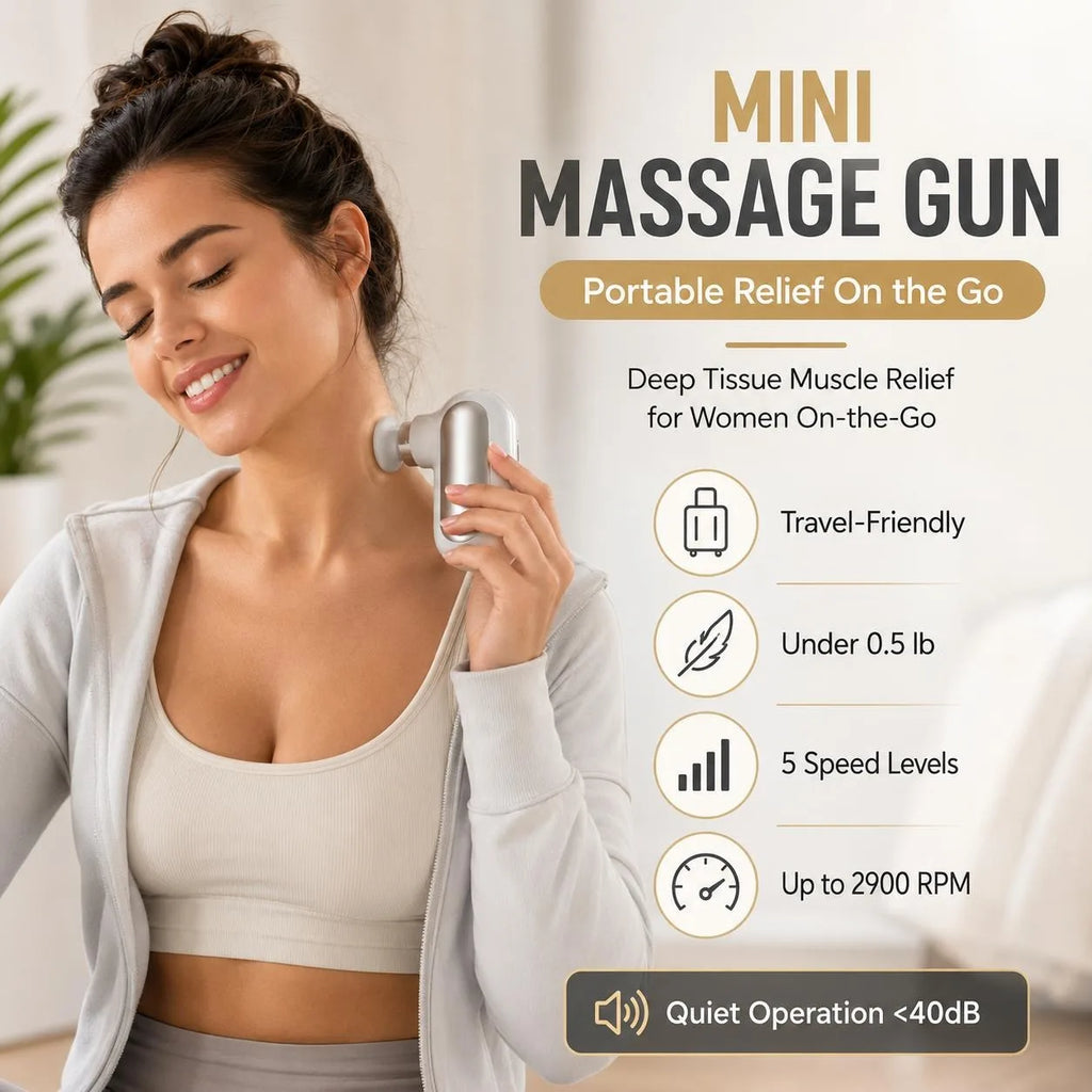 Pocket Mini Massage Gun, 5 Speeds, Quiet Brushless Motor, Under 0.5 lb