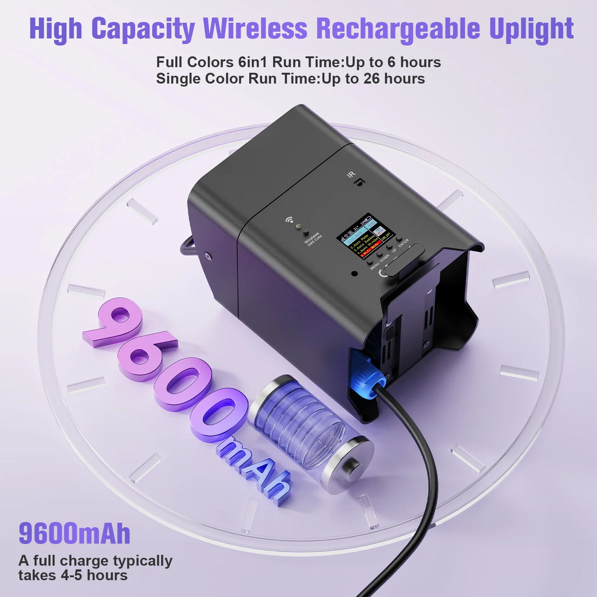 4 Pack 6x18W 6-in-1 RGBAW+UV Wireless Par Lights with Bag