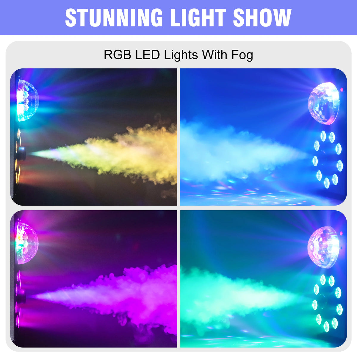 700W Colourful Smoke Machine, 9 LED RGB Magic Ball, Remote