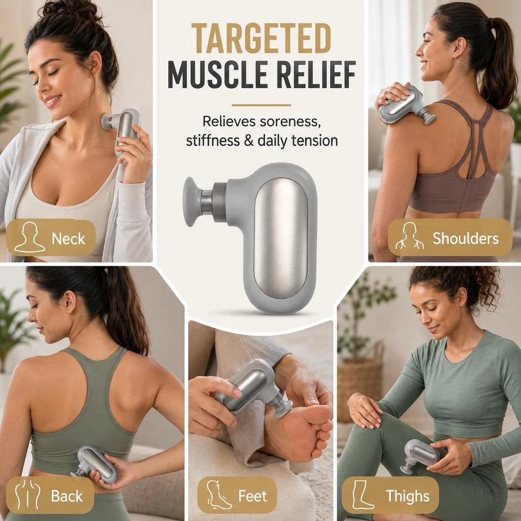 Pocket Mini Massage Gun, 5 Speeds, Quiet Brushless Motor, Under 0.5 lb