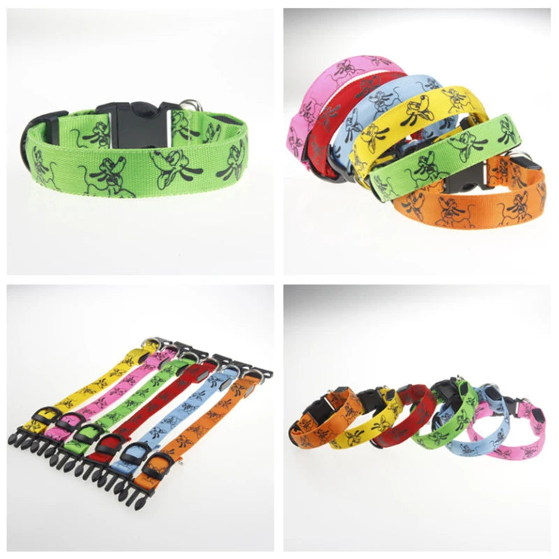 LED Nylon Dog Collar, Glowing Night Safety Light