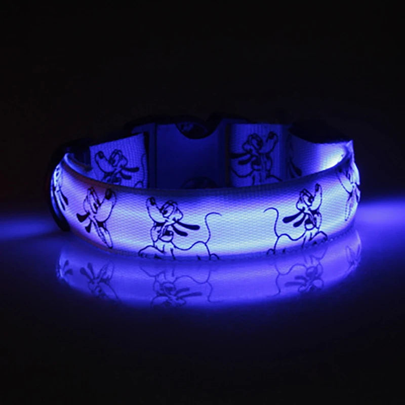 LED Nylon Dog Collar, Glowing Night Safety Light