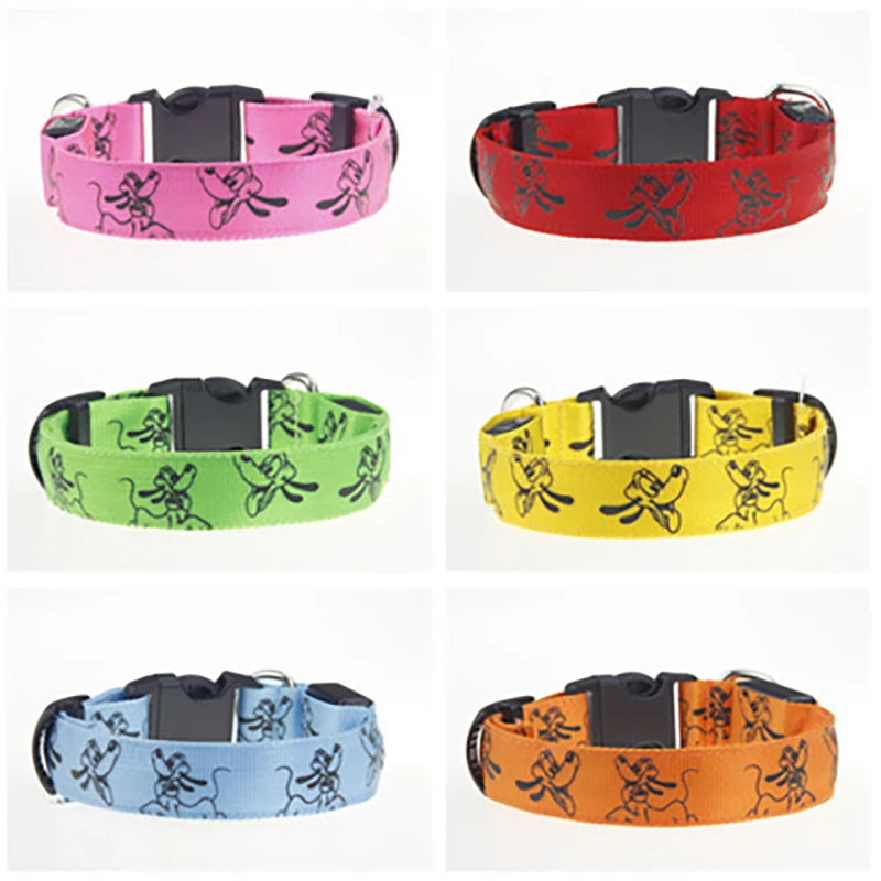 LED Nylon Dog Collar, Glowing Night Safety Light