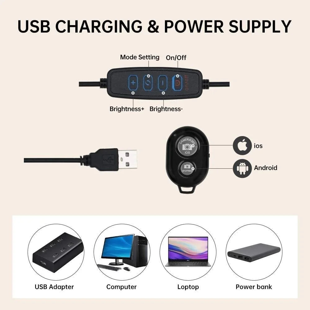 LED Ring Light for Selfies and Video, 16cm / 26cm / 30cm