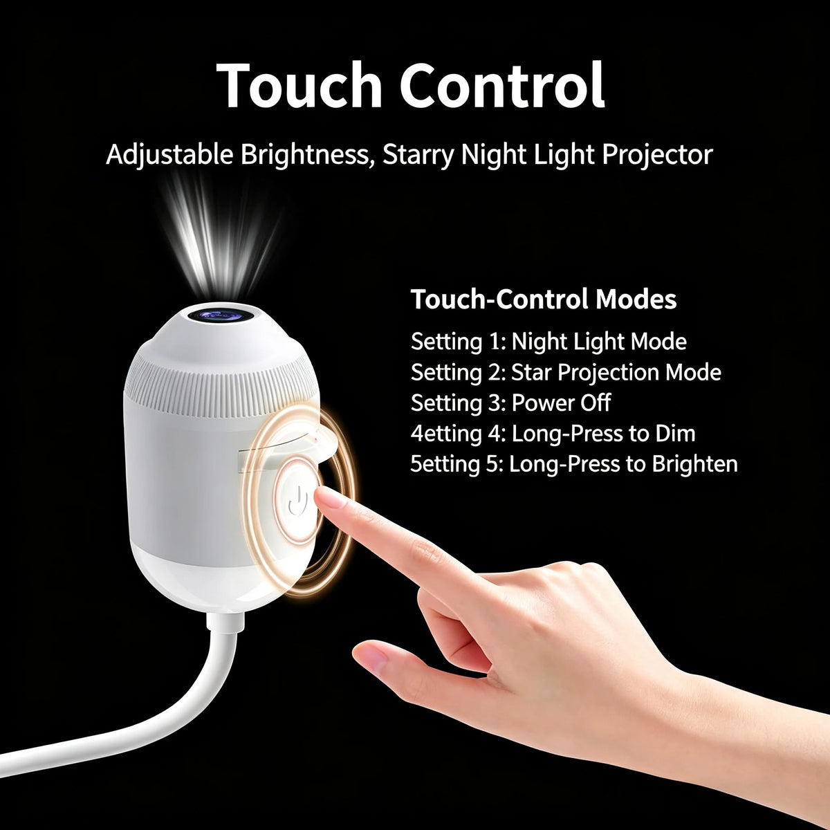 USB Galaxy Projector Lamp, Flexible Gooseneck, White