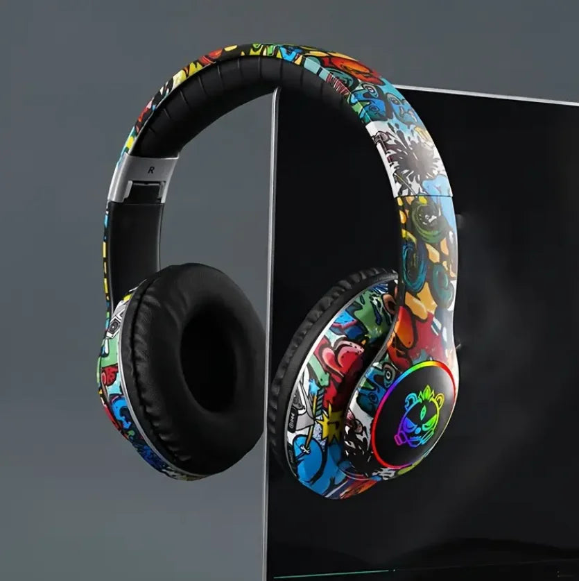Graffiti LED Bluetooth Kids Headphones with Mic & TF Card Support