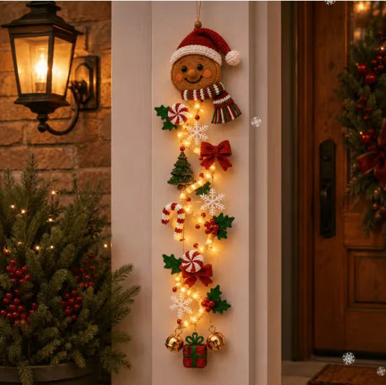 Glowing Christmas Door Hanger, Large Lighted Tree
