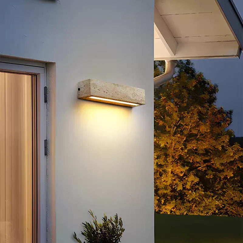 Travertine Stone Wabi-Sabi LED Wall Light, IP65