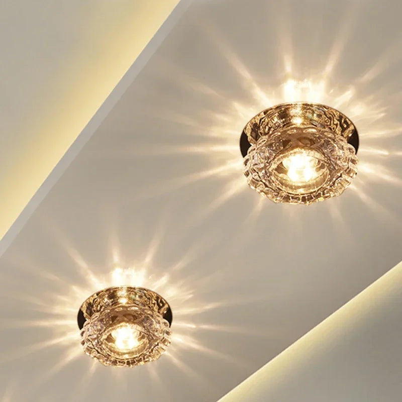 LED Crystal Embedded Ceiling Light for Hallways and Balconies