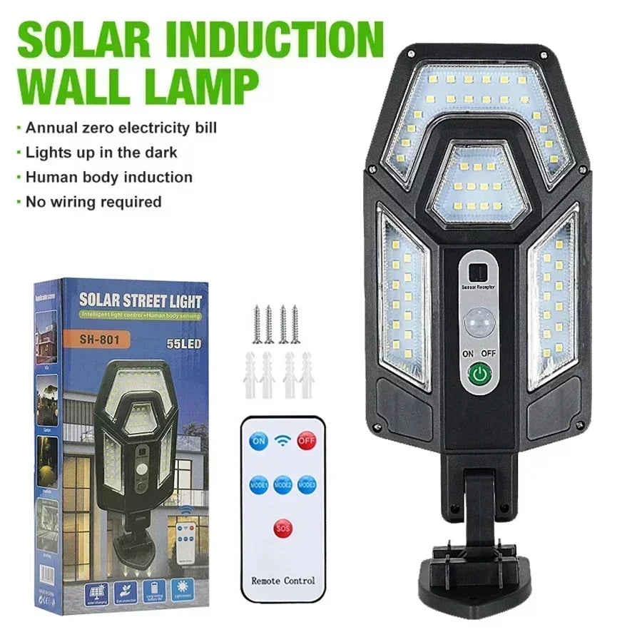 Solar LED Courtyard Wall Lamp with Motion Induction, Rechargeable