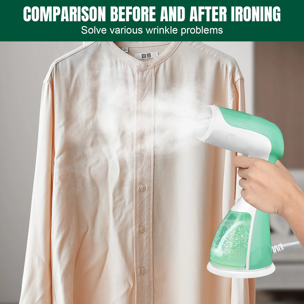 1500W Portable Handheld Clothes Steamer, 300ml Tank, 30s Heat-Up, 1.5m Cable
