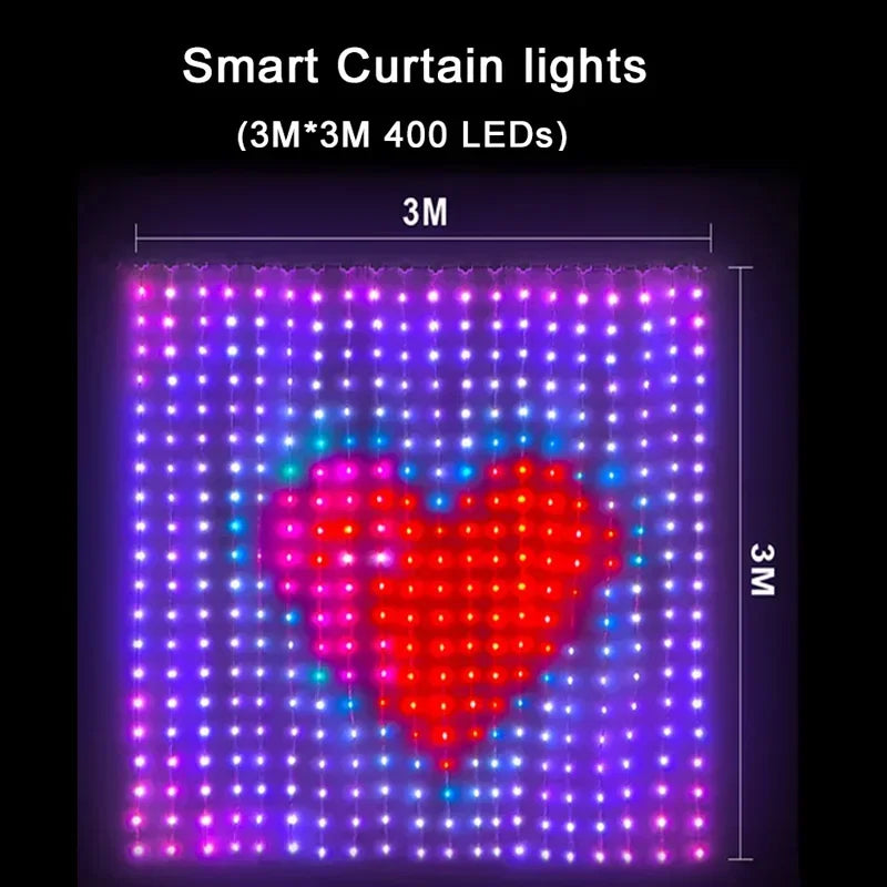 400 LED Smart Curtain Lights, RGB Fairy String Lights