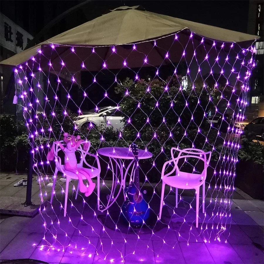 Purple LED Net Fairy Lights, 200cm, Halloween and Christmas