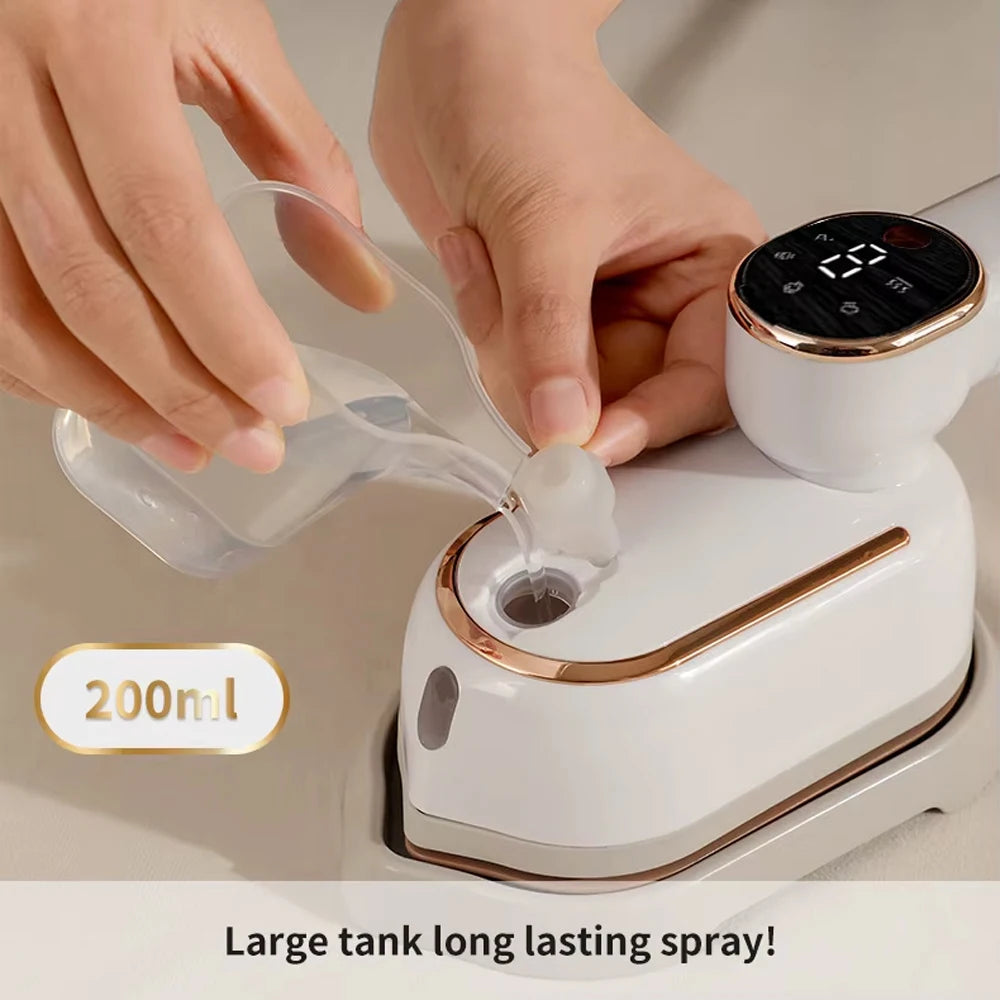 2-in-1 Handheld Garment Steamer and Iron, UK Plug, 200ml Tank, LCD Screen