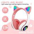 Light-Up Cat Ear Bluetooth 5.0 Wireless Over-Ear Headphones