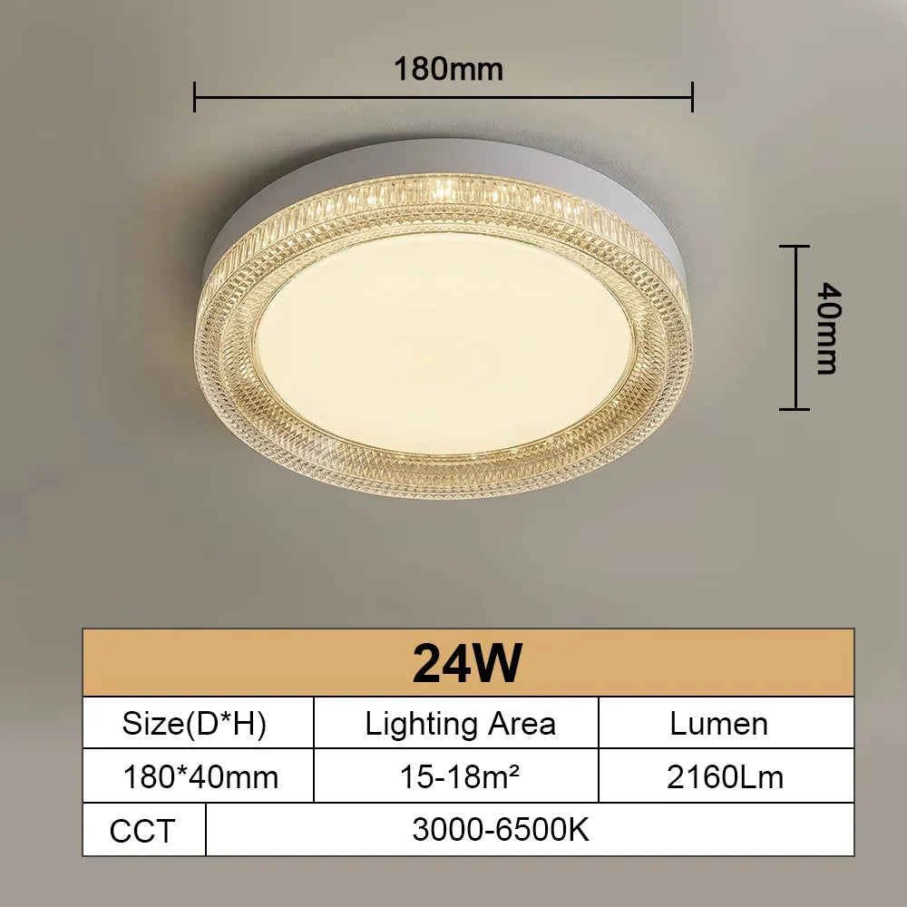 Modern Crystal LED Ceiling Lamp, Adjustable 18W-48W