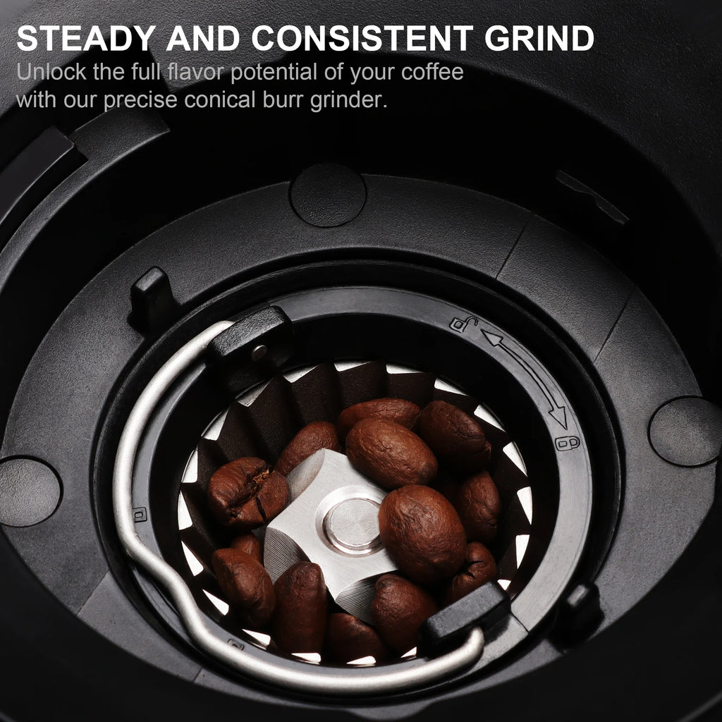 Automatic Electric Burr Coffee Grinder, 30 Grind Settings, Visible Bean Hopper