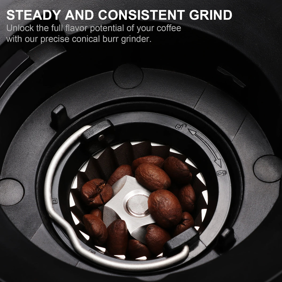 Automatic Electric Burr Coffee Grinder, 30 Grind Settings, Visible Bean Hopper