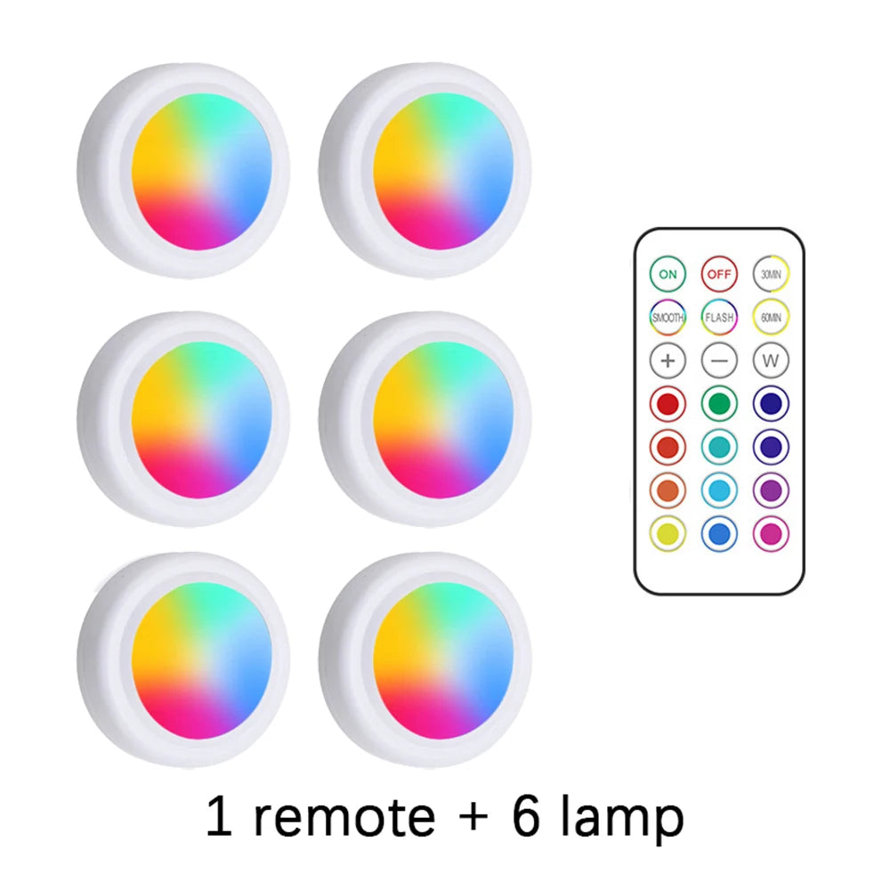 RGB LED Under-Cabinet Lights with Remote, Battery Powered