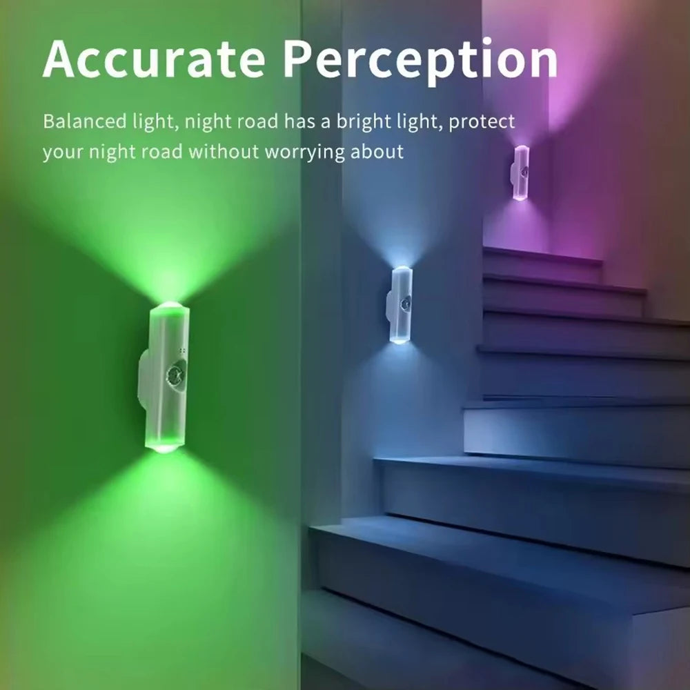 Double-Head RGB Motion Sensor Wall Lamp, Rechargeable, 2 Pack