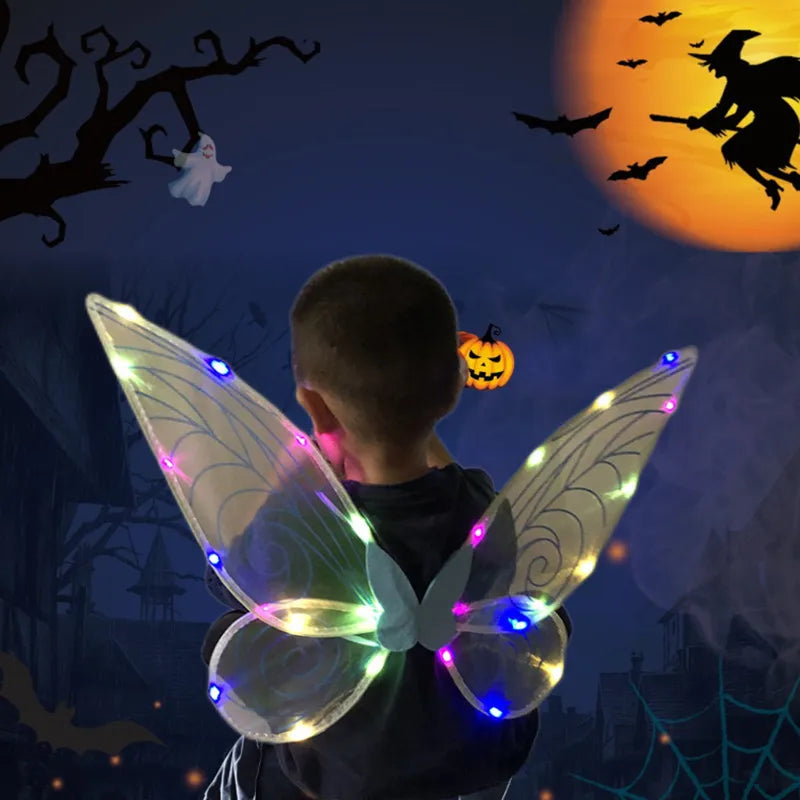 Kids DIY Light-Up Elf Wings with Flower Wreath Crown
