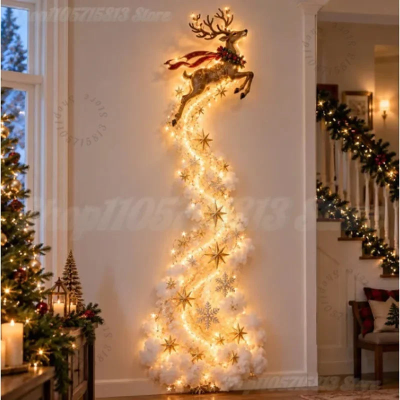 Christmas Magic Trail Wall Light, Santa Sleigh and Reindeer
