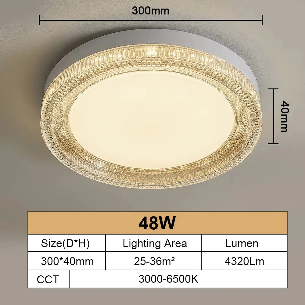 Modern Crystal LED Ceiling Lamp, Adjustable 18W-48W