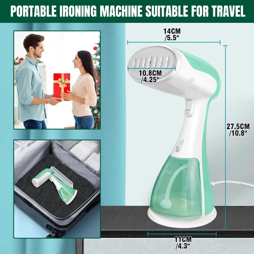 1500W Portable Handheld Clothes Steamer, 300ml Tank, 30s Heat-Up, 1.5m Cable