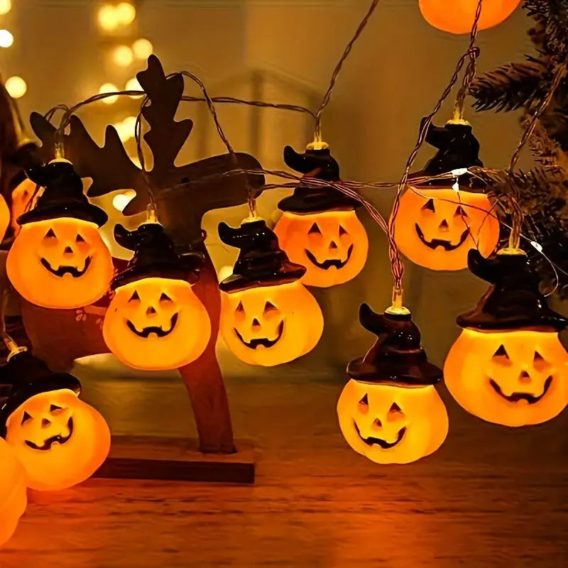 Halloween Pumpkin Fairy Lights, Battery Powered, 10 LED, Warm White