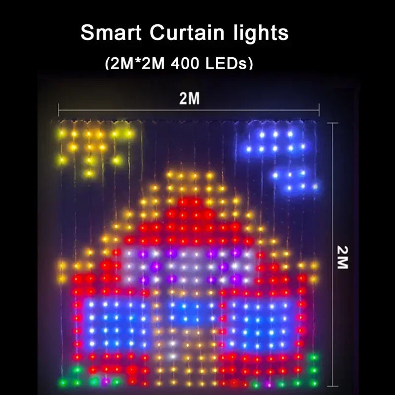 400 LED Smart Curtain Lights, RGB Fairy String Lights