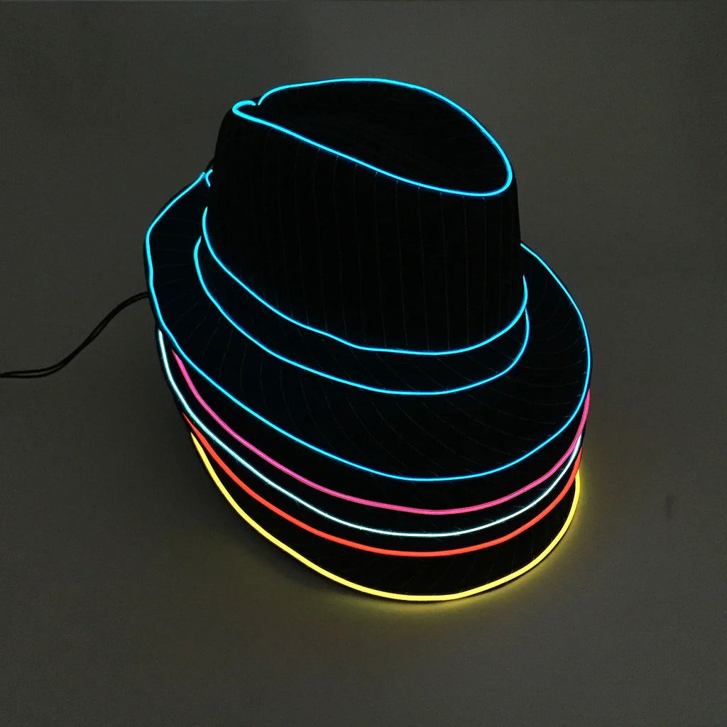 LED Luminous Fedora Hat, Multicolour Rave and Party Hat
