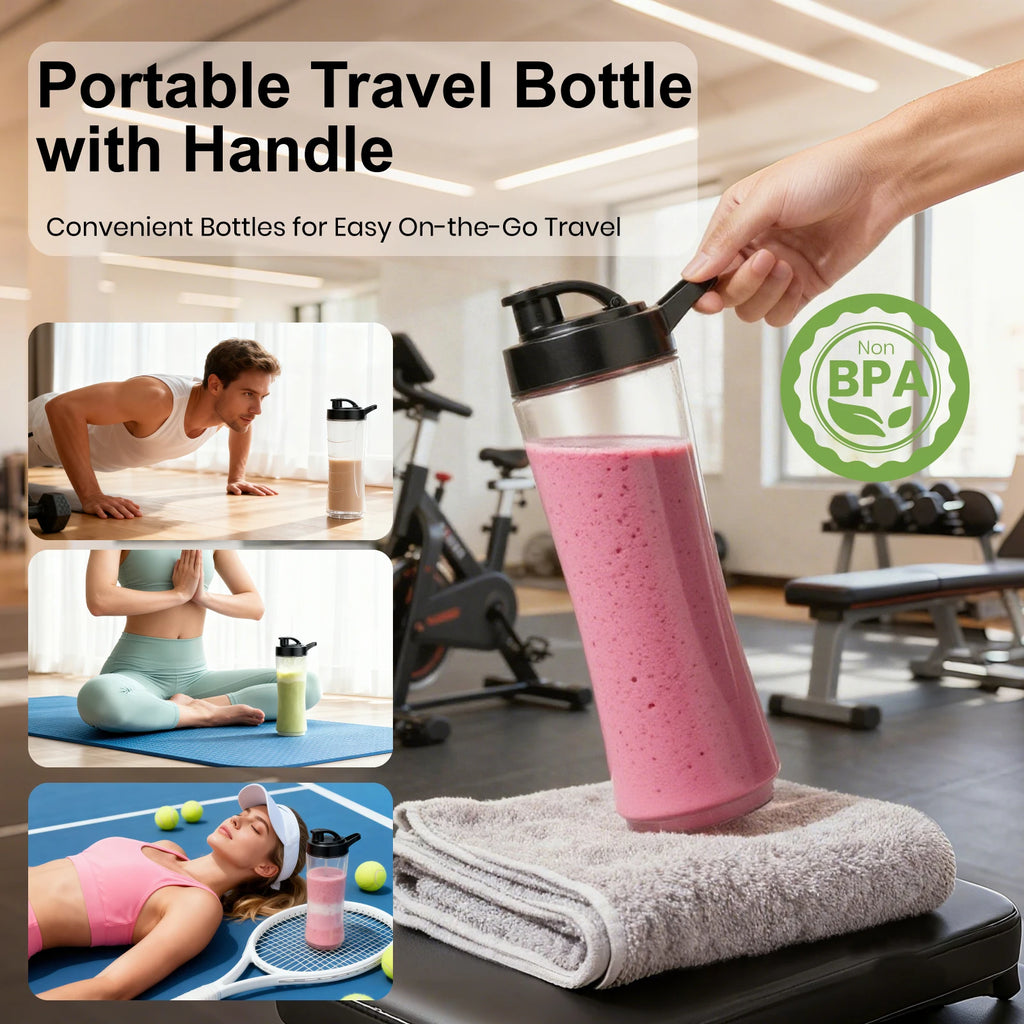 600ml Double Cup Portable Blender, 4000mAh Ice-Crushing Juicer