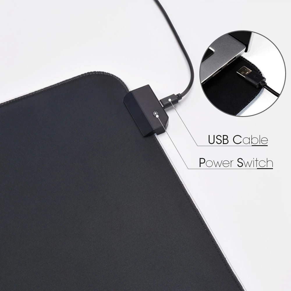 LED Light Desk Mat, RGB Mouse Pad and Keyboard Cover, Waterproof