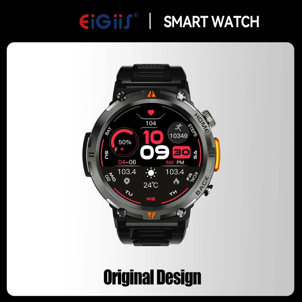 Men's Bluetooth Call Smart Watch, 3ATM Waterproof with Flashlight & 100+ Sports Modes