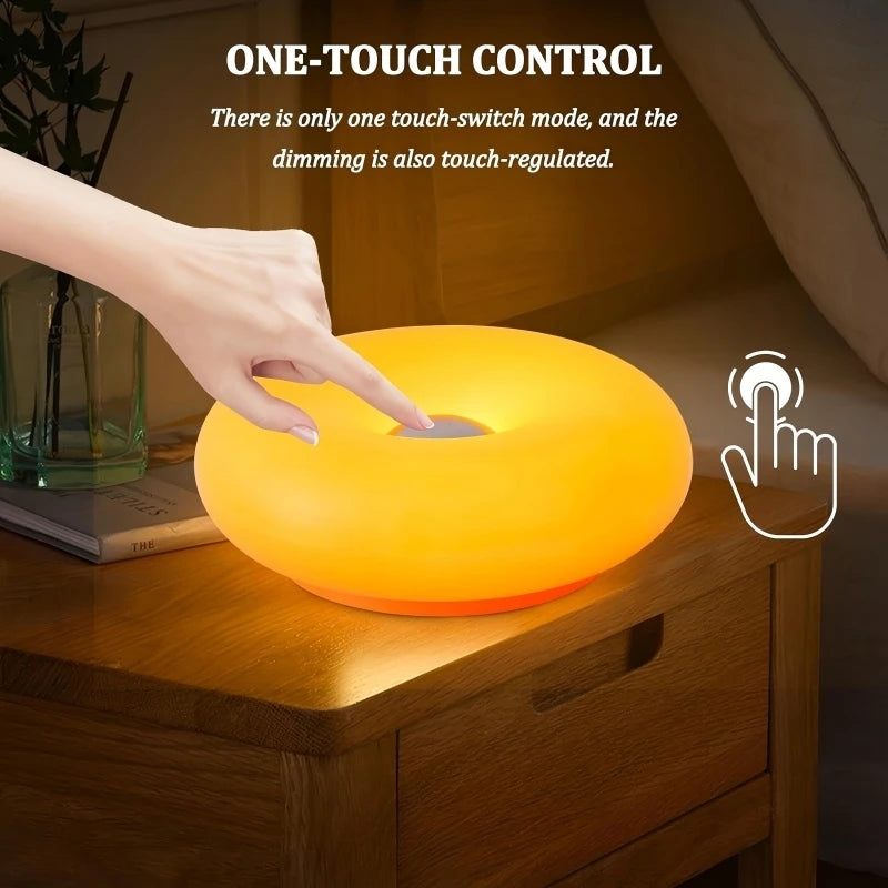 Doughnut-Shaped Touch Desk Lamp, 3-Tone, USB Rechargeable, Wall-Mountable