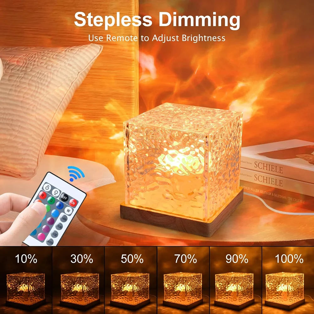 RGB Ocean Wave Projection Night Light, Rechargeable, Remote Control