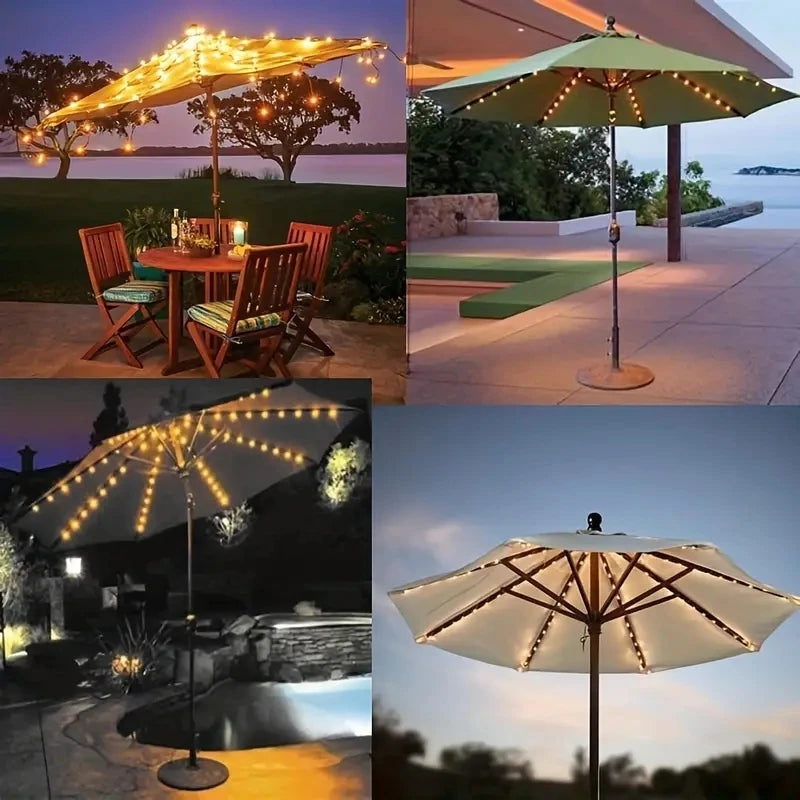 104 LED Solar Umbrella String Lights, 8 Modes, Waterproof