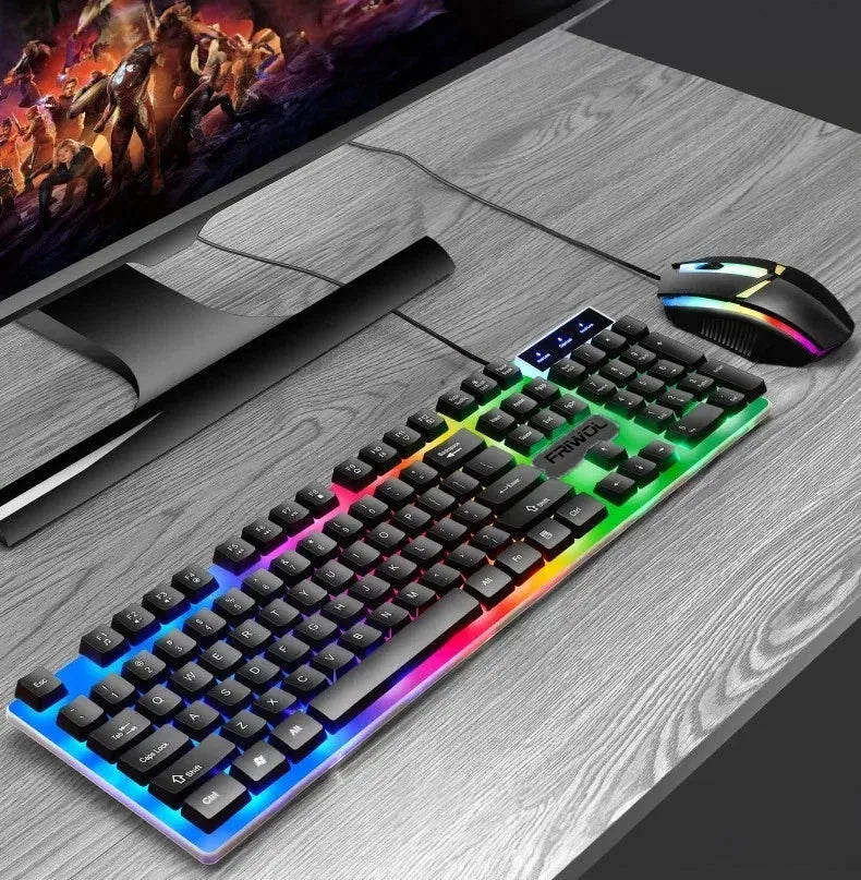 RGB LED Gaming Keyboard and Mouse Set, USB, for PC, Xbox and PlayStation