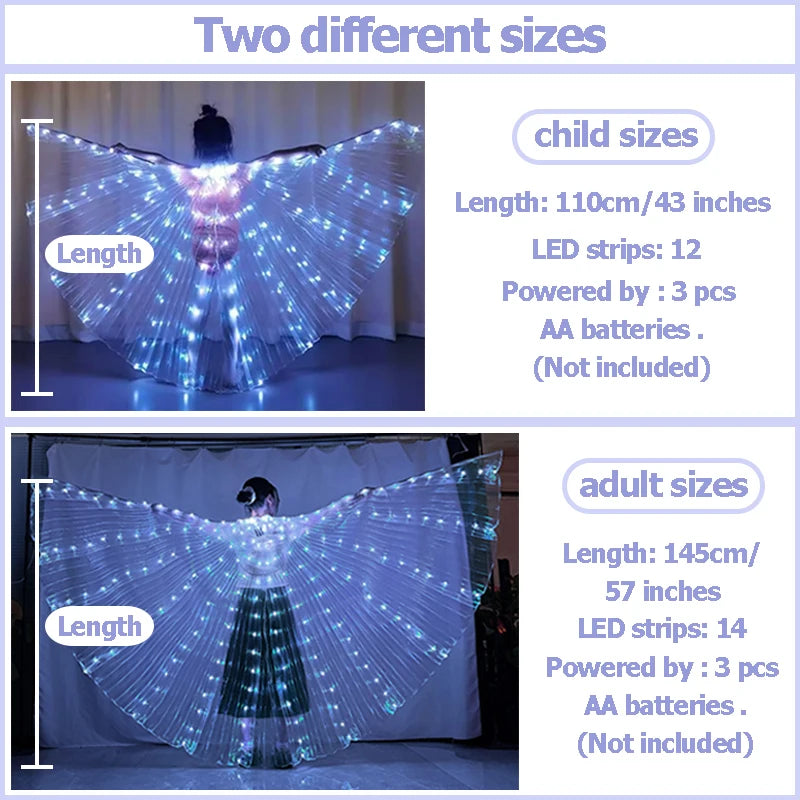 LED Butterfly Wings, Light-Up Fairy Wings for Adults and Kids