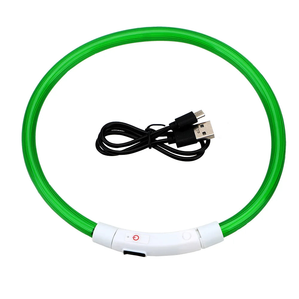 USB Rechargeable LED Dog Collar, Night Safety Flashing Glow