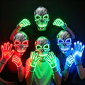 Halloween LED Skull Mask and Light-Up Gloves Set with EL Wire